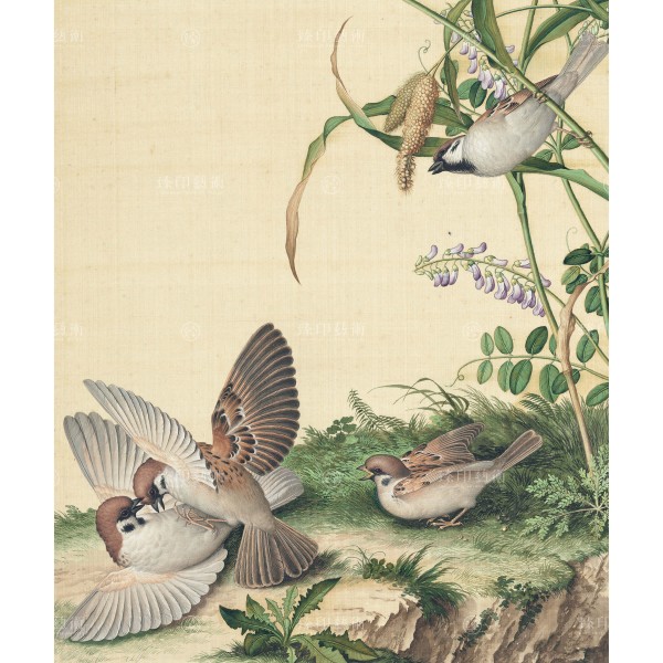 Bean flower and Broomcorn millet, Giuseppe Castiglione, Qing Dynasty, Immortal Blossoms in an Everlasting Spring, Giclée