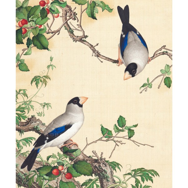 Grosbeaks Perched of a Cherry Tree, Giuseppe Castiglione, Qing Dynasty, Immortal Blossoms in an Everlasting Spring, Giclée