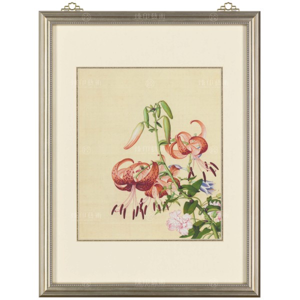Lily& Peony, Giuseppe Castiglione, Qing Dynasty, Immortal Blossoms in an Everlasting Spring, Frame (Domestic Delivery Only)