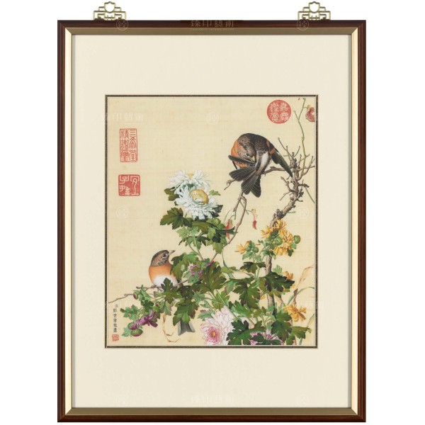 Chrysanthemum, Giuseppe Castiglione, Qing Dynasty, Immortal Blossoms in an Everlasting Spring, Frame (Domestic Delivery Only)
