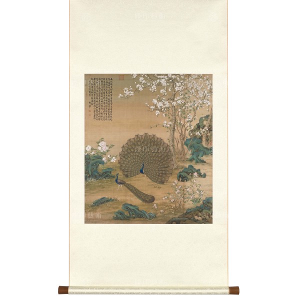 Peacocks, Giuseppe Castiglione, Qing Dynasty, Scroll (S)