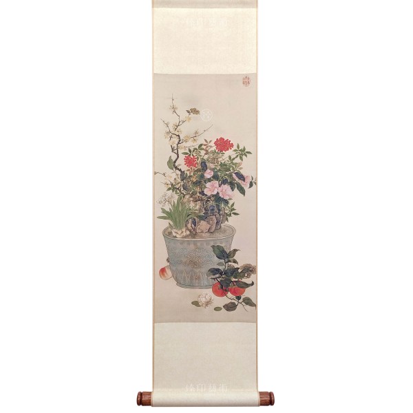 Painting for the New Year, Chen Shu,  Qing Dynasty, Mini Scroll (L)