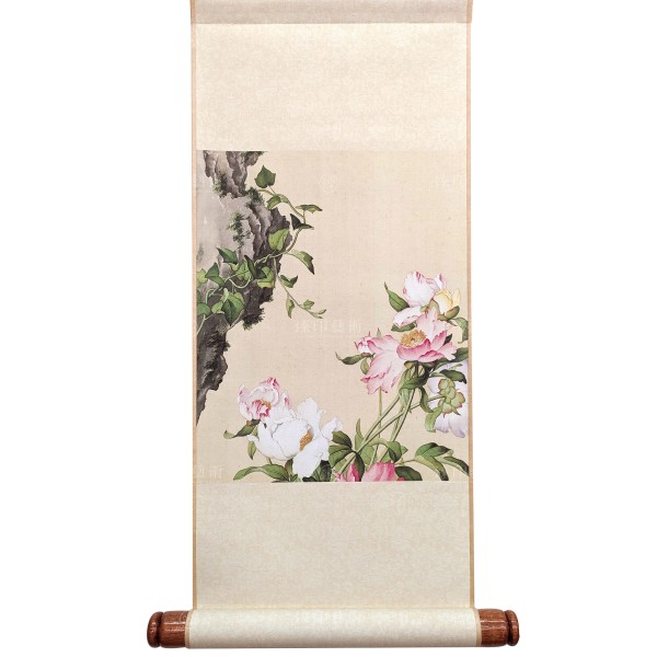 Paeonia lactiflora, Giuseppe Castiglione, Qing Dynasty, Immortal Blossoms in an Everlasting Spring, Mini Scroll (S)