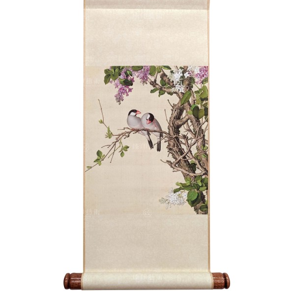 Lilac, Giuseppe Castiglione, Qing Dynasty, Immortal Blossoms in an Everlasting Spring, Mini Scroll (S)