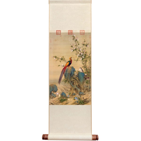 A Brocade of Spring, Giuseppe Castiglione, Qing Dynasty, Mini Scroll (M)