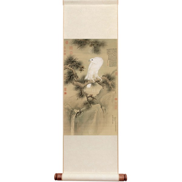 White Falcon, Giuseppe Castiglione, Qing Dynasty, Mini Scroll (M)