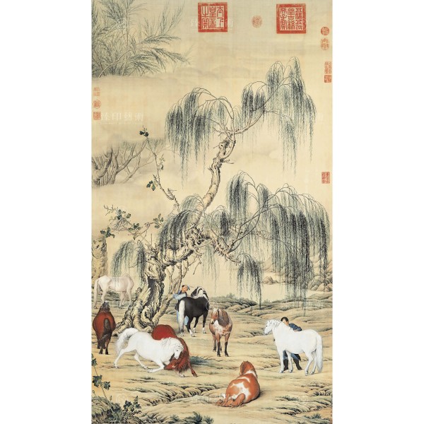 A Portrait of Eight Steeds, Giuseppe Castiglione, Qing Dynasty, Giclée (M)