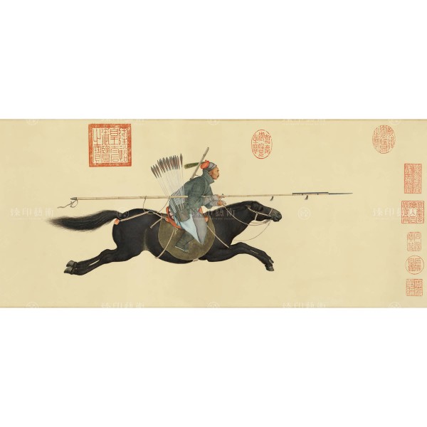 A-yu-hsi Assailing the Rebels with a Lance, Giuseppe Castiglione, Qing Dynasty, Giclée (Partial size)