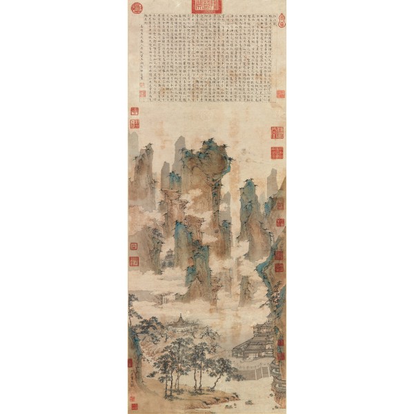 Towers and Pavilions in Mountains of the Immortals, Qiu Ying, Ming Dynasty, Giclée 