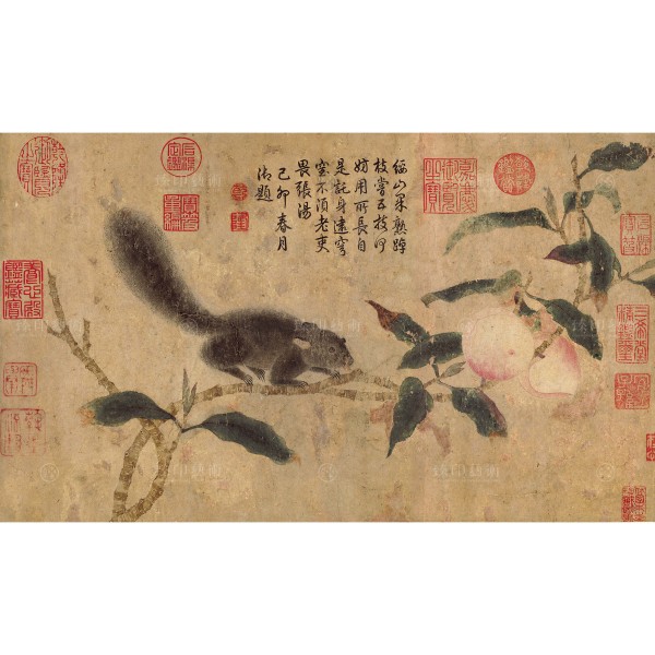 Squirrel on a Peach Branch,  Qian Xuan, Song Dynasty, Giclée