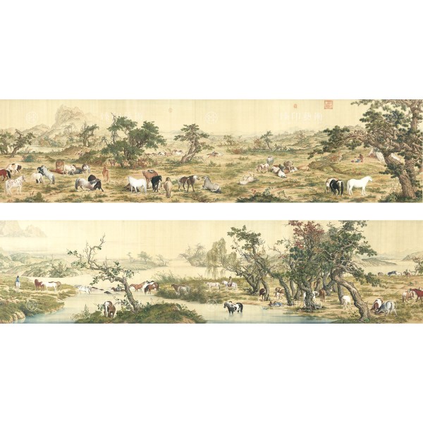 One Hundred Horses, Giuseppe Castiglione, Qing Dynasty, Giclée (L)