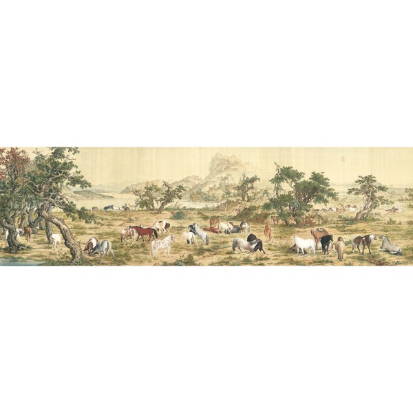 One Hundred Horses, Giuseppe Castiglione, Qing Dynasty, Giclée (Partial size)120N