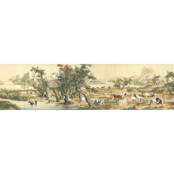 One Hundred Horses, Giuseppe Castiglione, Qing Dynasty, Giclée (Partial size)260N