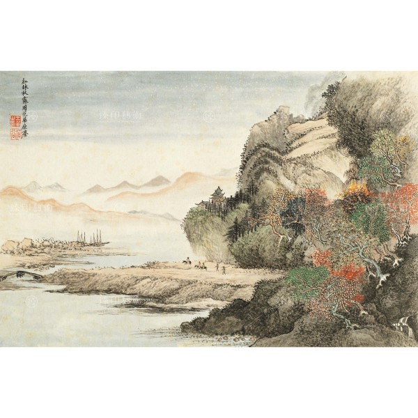 Flowers and Landscape Collection, Volume, An imitation of Fan Kuan's painting style, Yun Shou-Ping, Wang Hui, Qing Dynasty, Giclée