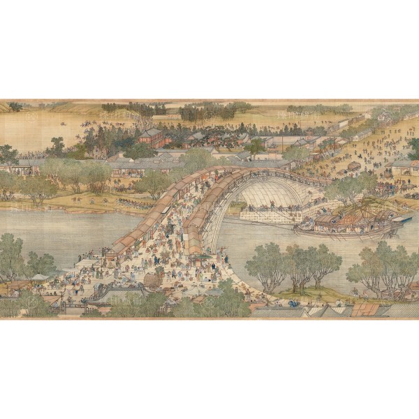 Up the River During Qingming, Qing Court painters, Qing Dynasty, Giclée (Partial size) Hongqiao & Merchant ship