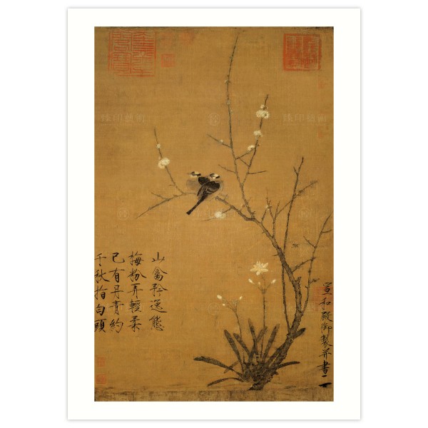 B4 Size, Print Card, Fragrant Plum Blossoms and Wild Bulbul, Huizong, Song Dynasty