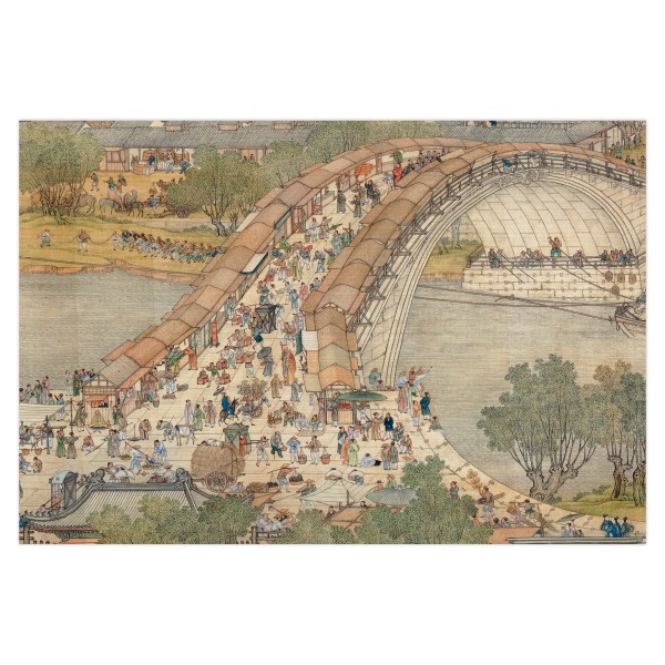 Postcard, Up the River During Qingming, Qing Court painters．Bridge
