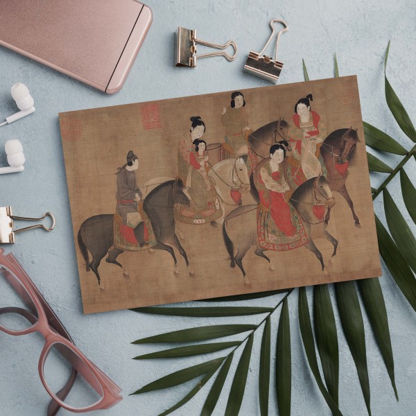 Postcard, Beauties on an Outing, Li Gong-lin, Song Dynasty