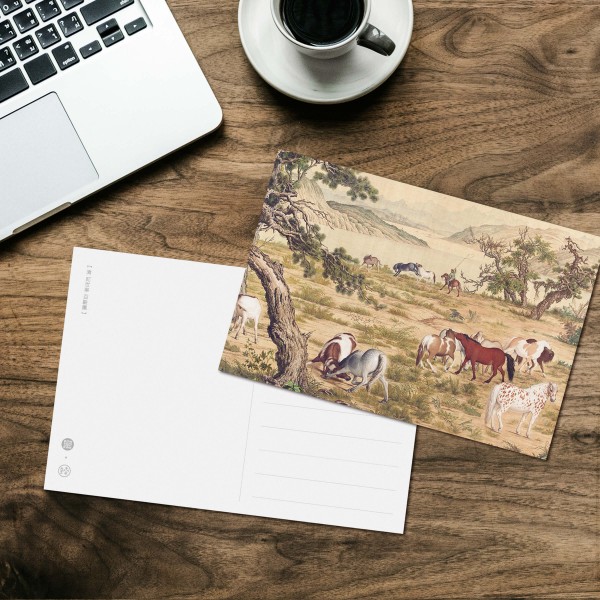 Postcard, One Hundred Horses, Giuseppe Castiglione, Qing Dynasty
