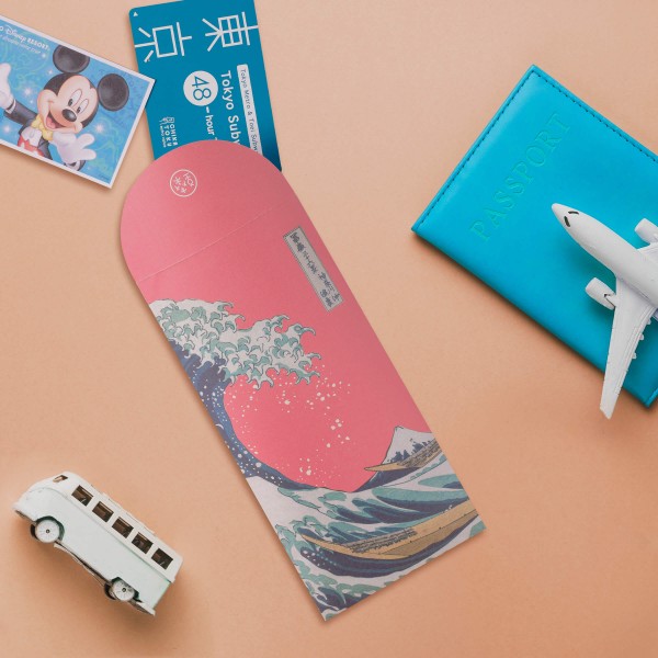 Luck Envelope, The Great Wave of Kanagawa．Sakura Pink, 6 Envelopes
