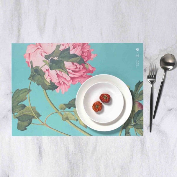 Placemat, Immortal Blossoms in an Everlasting Spring．Peonies
