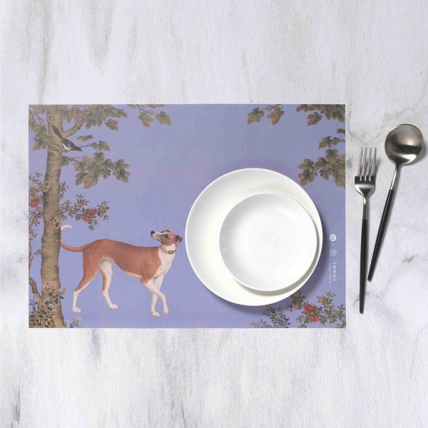 Placemat, Giuseppe Castiglione．Ju-huang-pao of Ten Fine Hounds