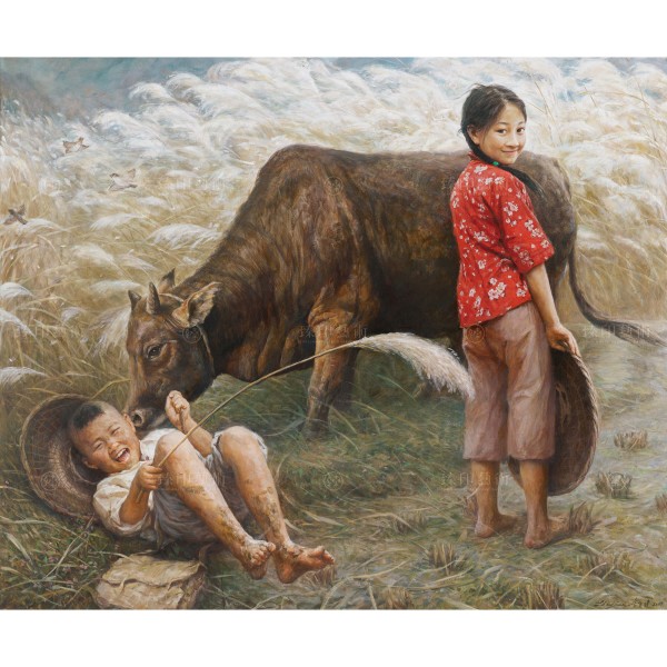 Li Zi-jian, Children‧Reed Flower (S), Giclee
