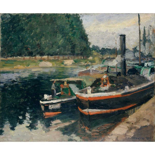 Barges at Pontoise, Camille Pissarro, Giclée