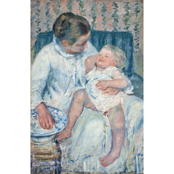 Mother About to Wash Her Sleepy Child, Mary Cassatt, Giclée