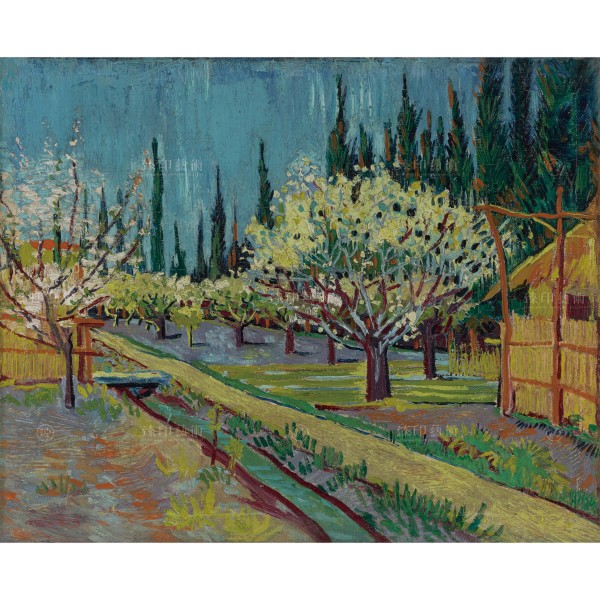 Orchard Bordered by Cypresses, Vincent Van Gogh, Giclée